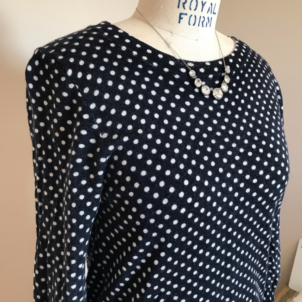 j. crew polka dot sweater, size large.